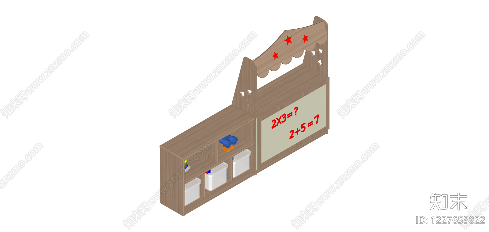 带玩具收纳的儿童组合柜SU模型下载【ID:1227653822】