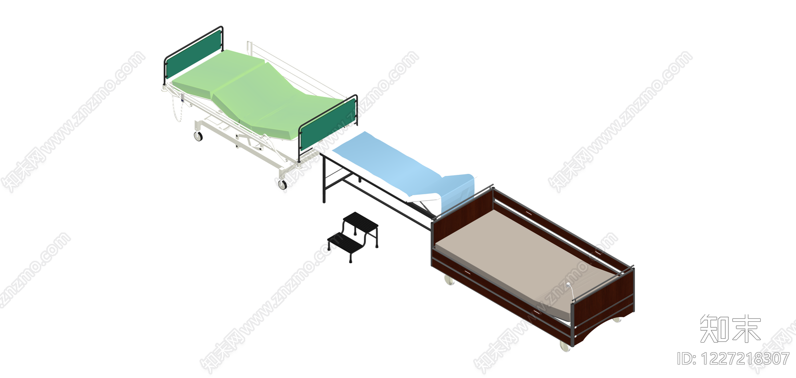 组合式医用病床SU模型下载【ID:1227218307】