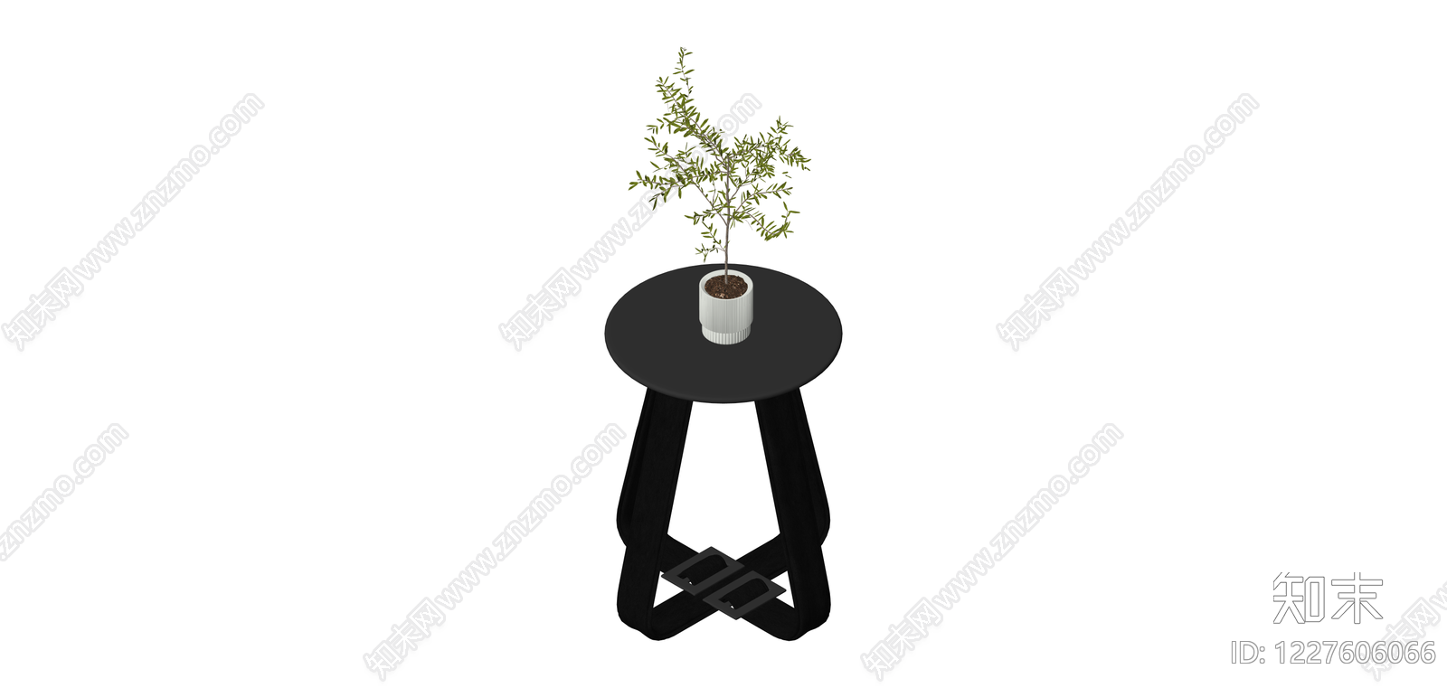 黑色异形腿边几SU模型下载【ID:1227606066】