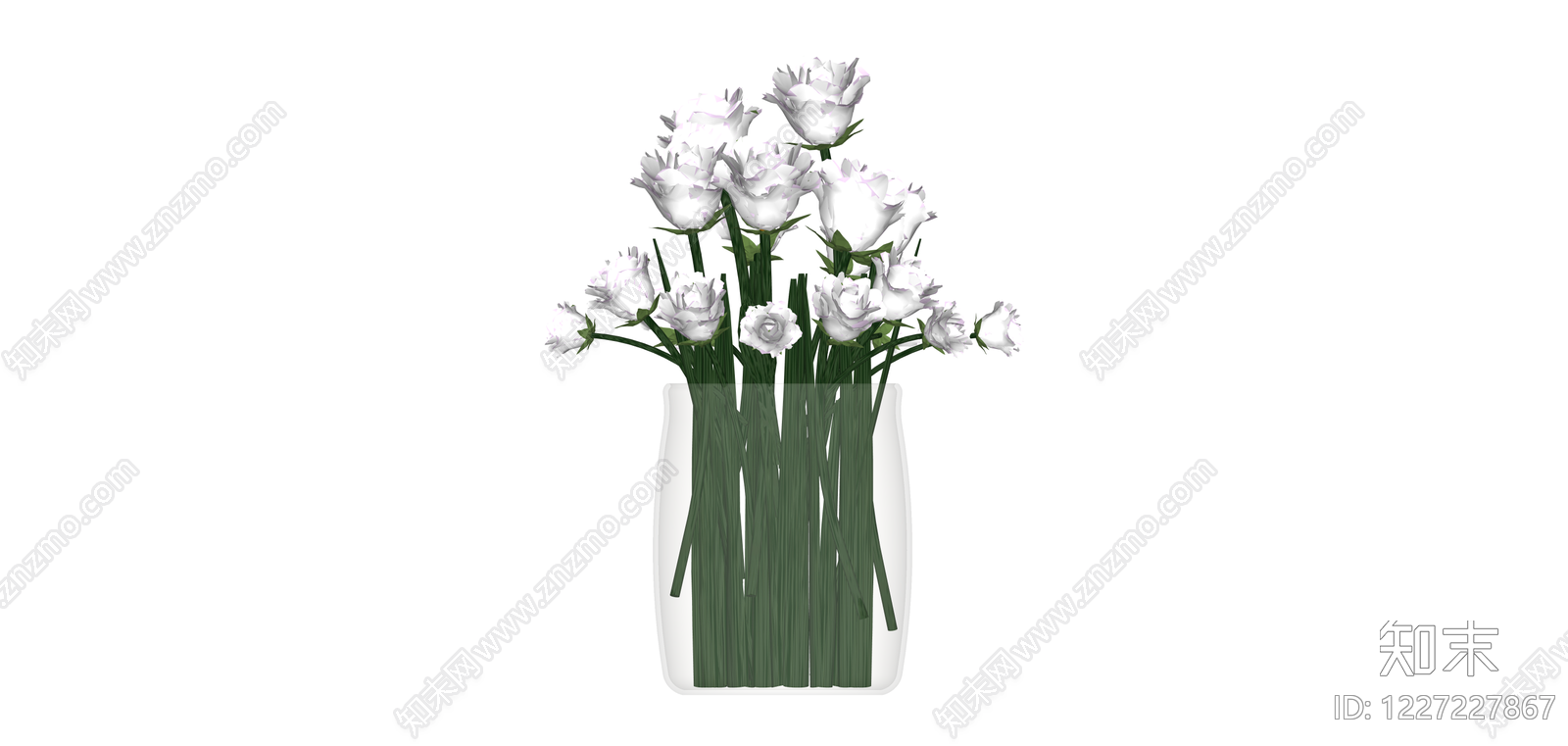 透明花瓶插花艺组合SU模型下载【ID:1227227867】