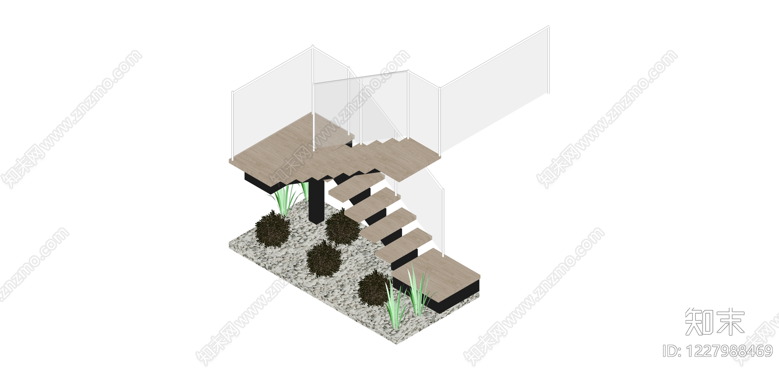 现代风格户外景观楼梯SU模型下载【ID:1227988469】