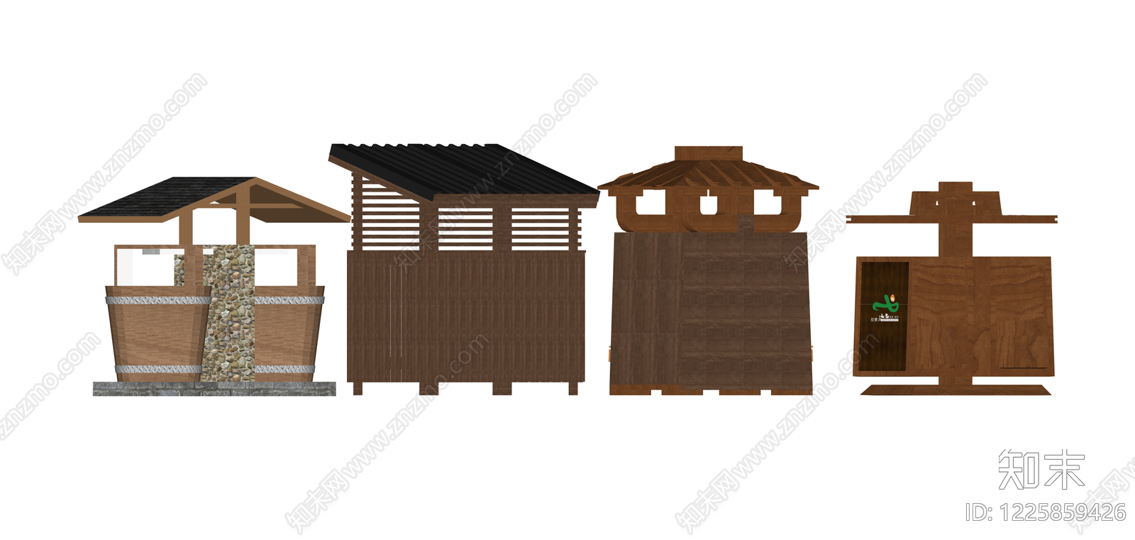 日式木质景观洗手台SU模型下载【ID:1225859426】