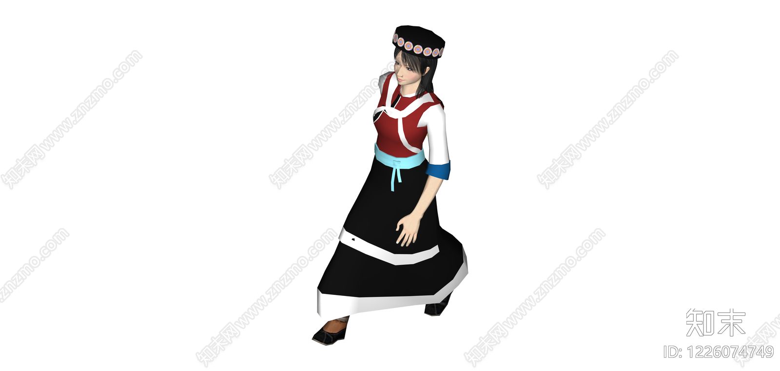 传统服饰女性角色SU模型下载【ID:1226074749】