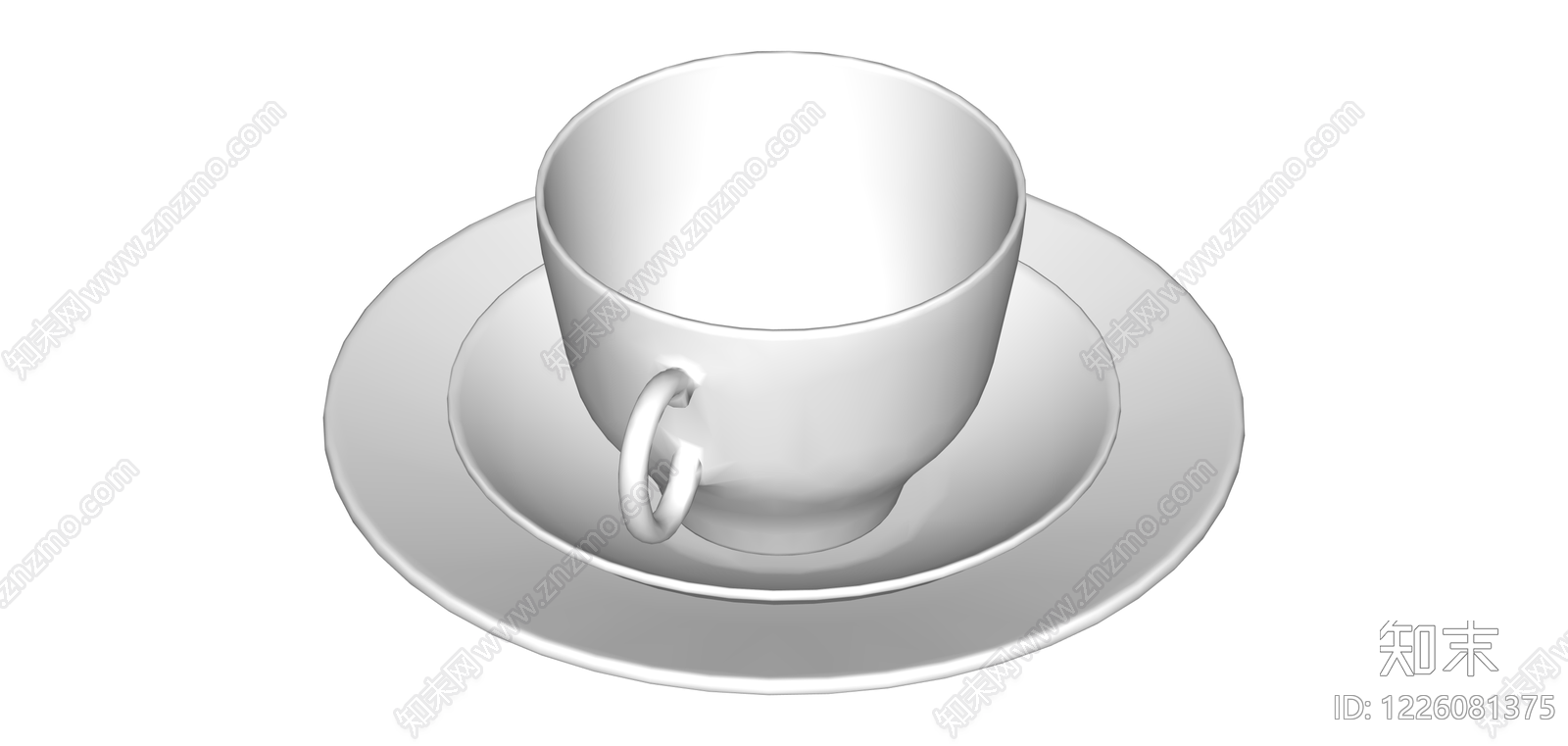 白模茶杯茶托SU模型下载【ID:1226081375】
