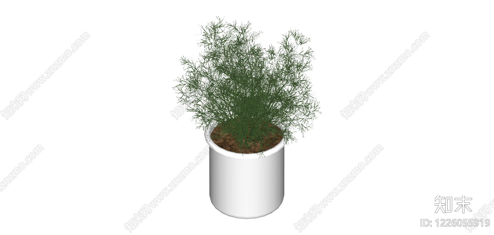 白色圆盆绿植SU模型下载【ID:1226055919】