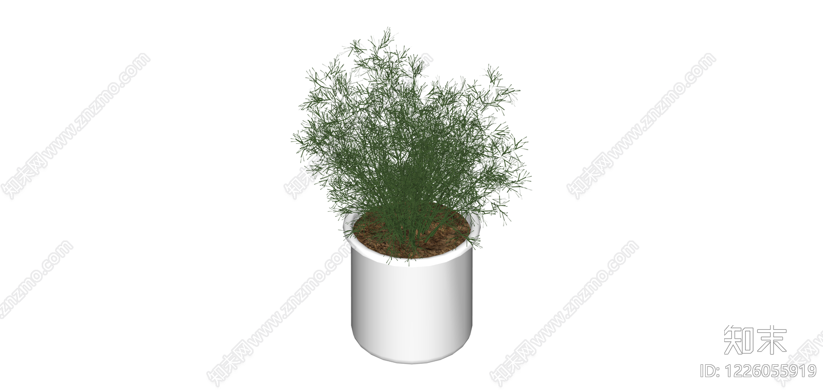 白色圆盆绿植SU模型下载【ID:1226055919】