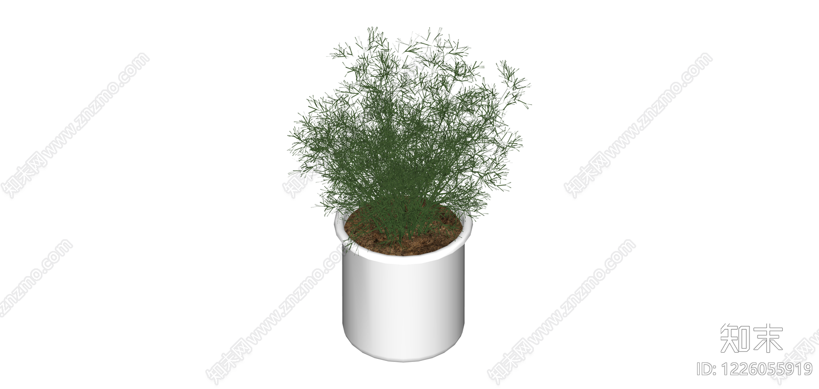 白色圆盆绿植SU模型下载【ID:1226055919】