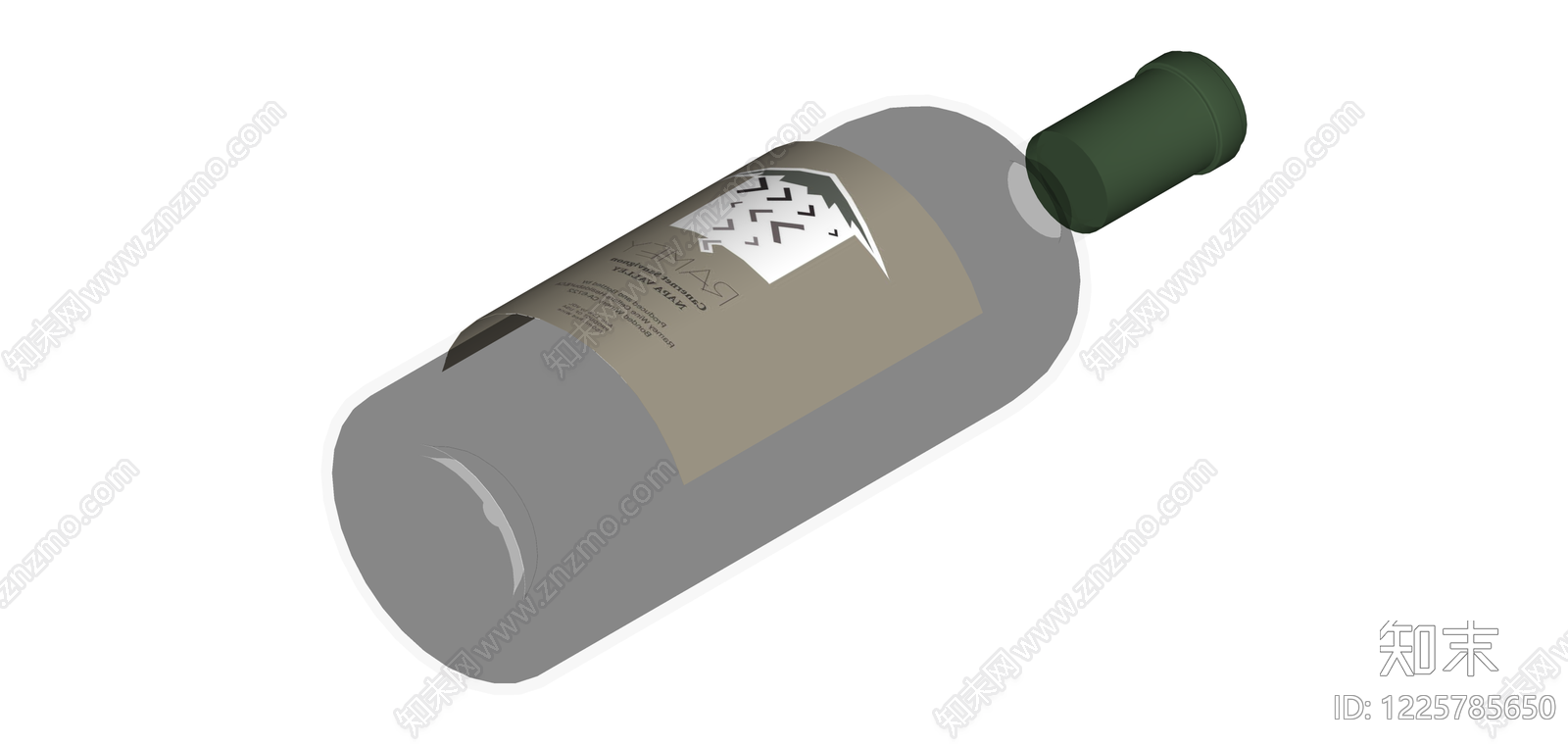 灰色酒瓶带标签SU模型下载【ID:1225785650】
