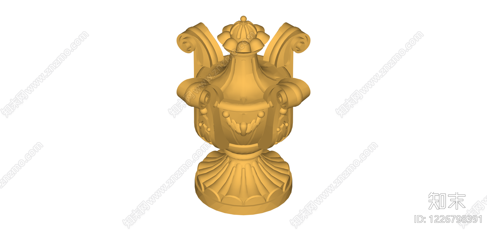 古典风格金色花瓶SU模型下载【ID:1226798391】