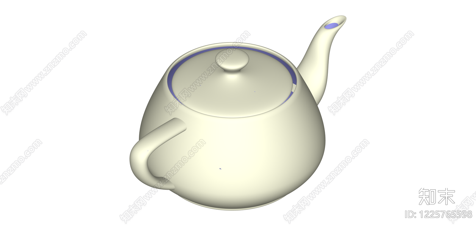 米色带蓝边茶壶SU模型下载【ID:1225765598】