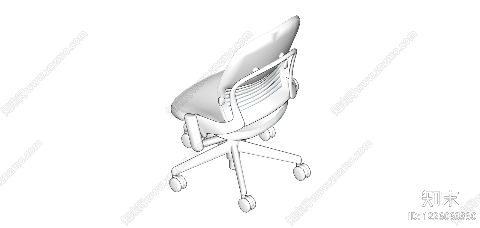 白色办公转椅SU模型下载【ID:1226063330】