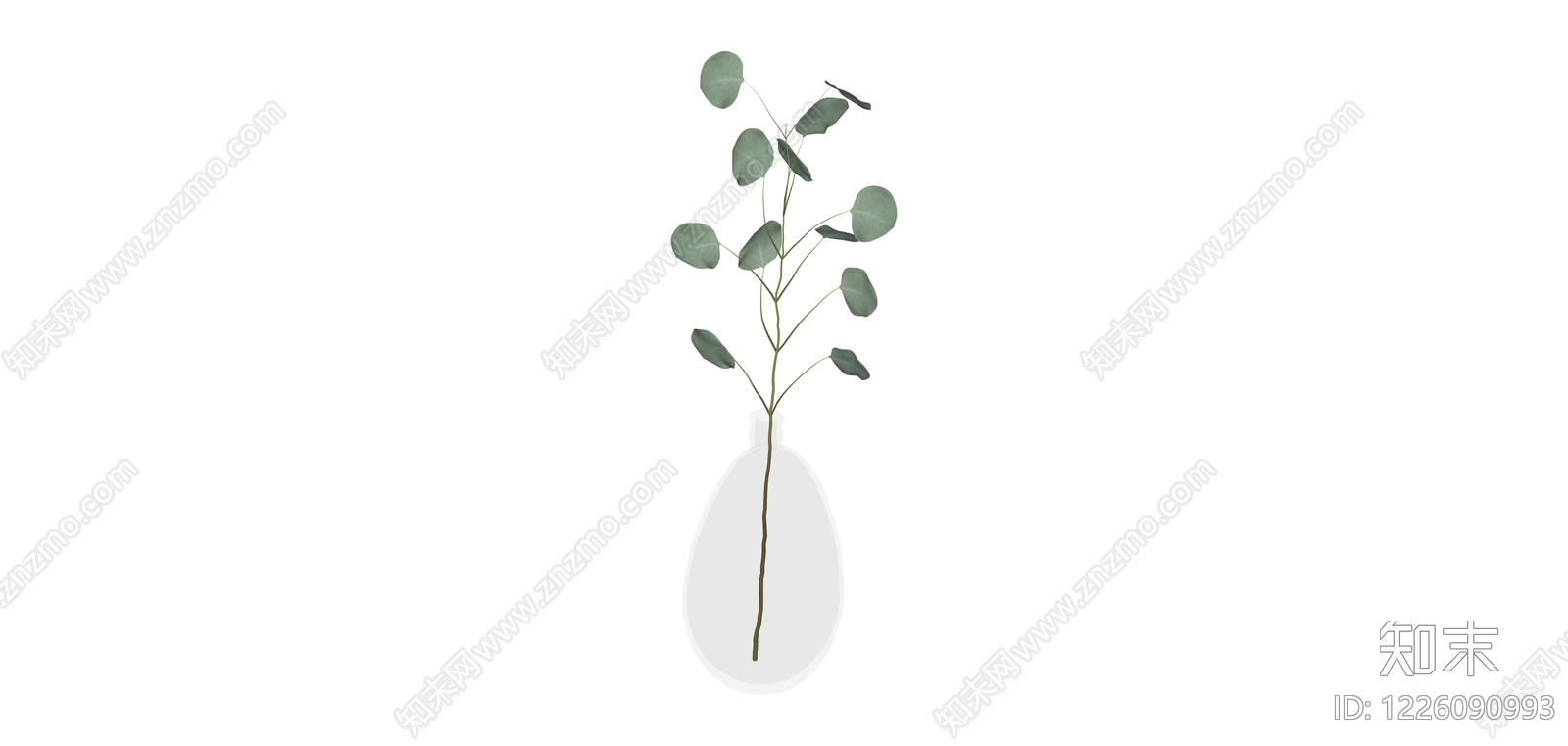尤加利叶插花组合SU模型下载【ID:1226090993】