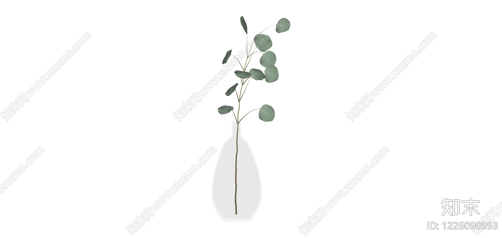 尤加利叶插花组合SU模型下载【ID:1226090993】