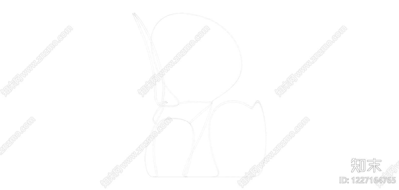 白模兔子雕塑SU模型下载【ID:1227164765】