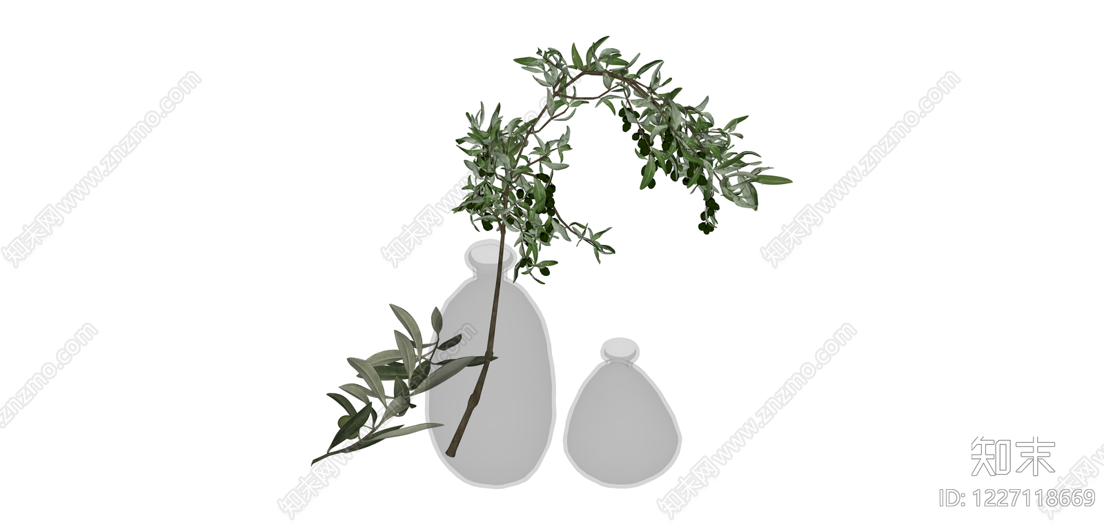 橄榄枝插花组合SU模型下载【ID:1227118669】