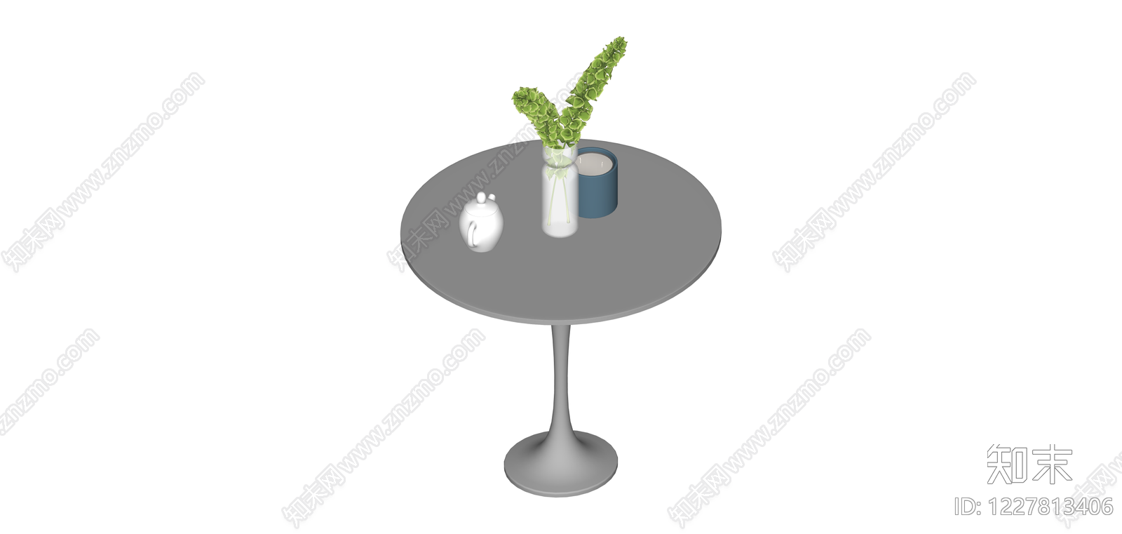 灰色圆形边几SU模型下载【ID:1227813406】