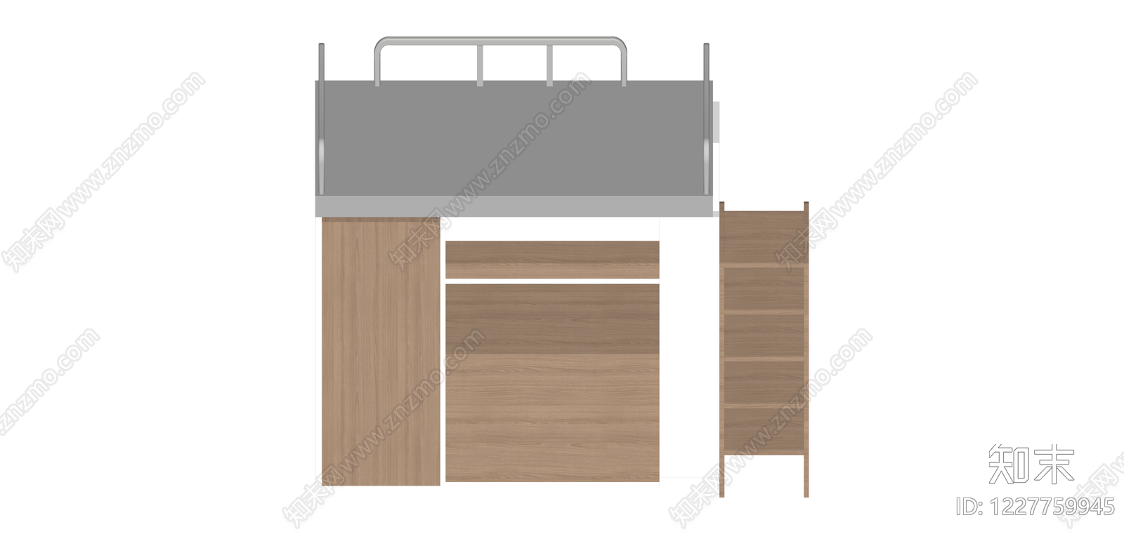 带楼梯衣柜高箱床SU模型下载【ID:1227759945】