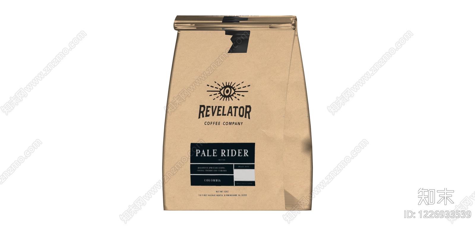Revelator咖啡豆包装袋SU模型下载【ID:1226933539】