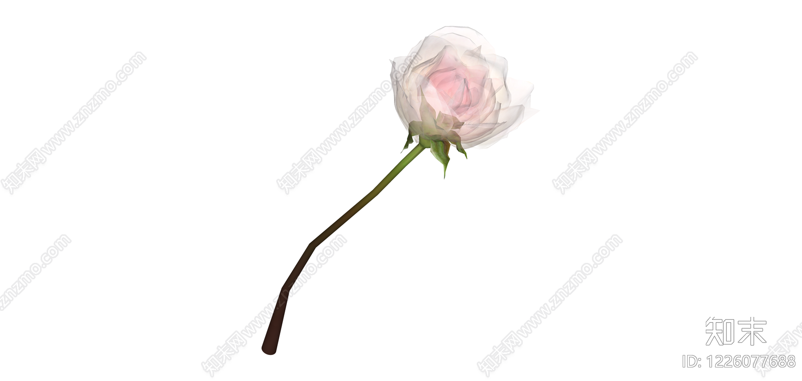 单支粉色玫瑰花SU模型下载【ID:1226077688】