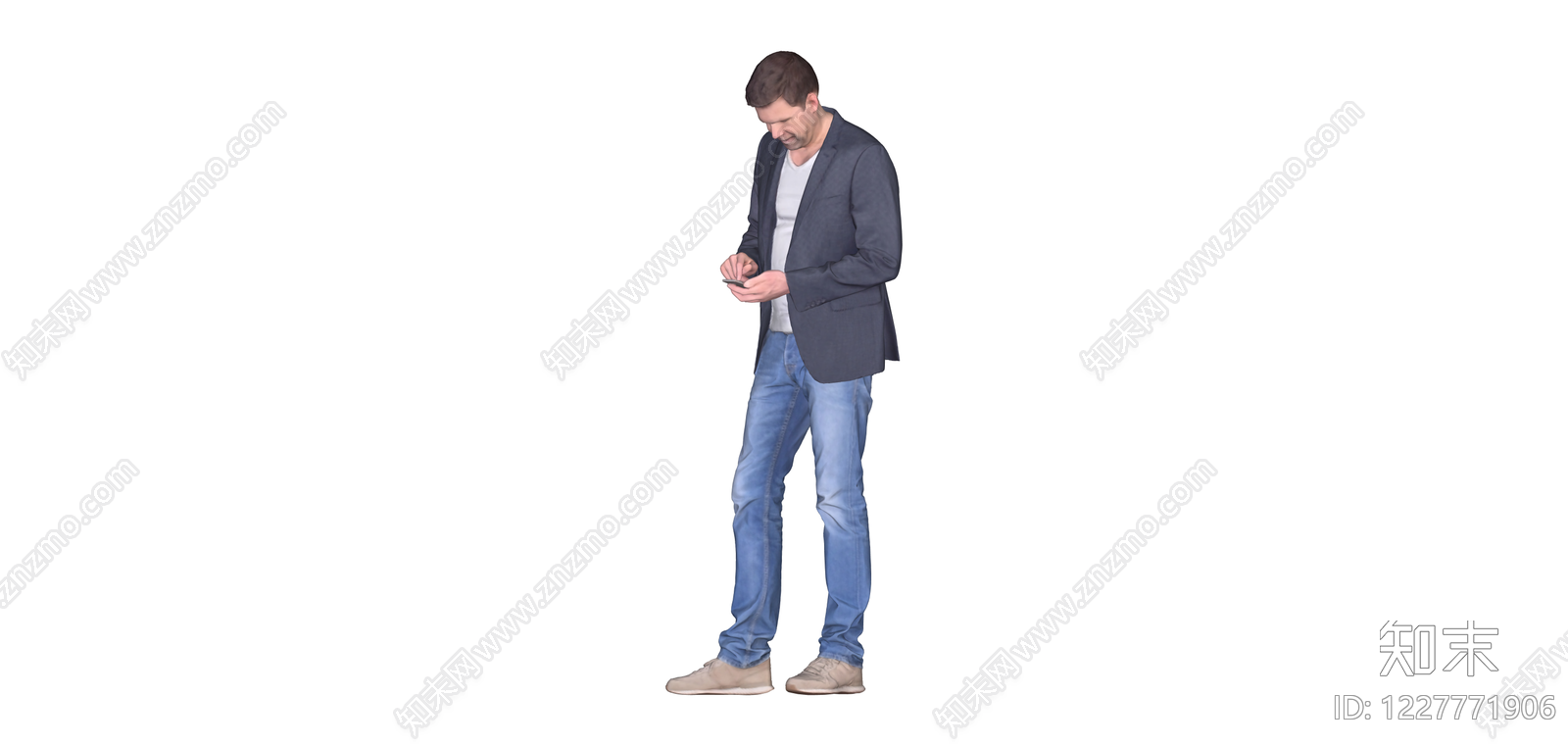站立使用手机男子SU模型下载【ID:1227771906】