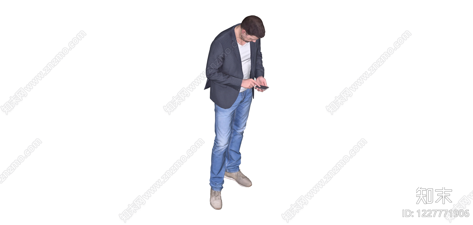 站立使用手机男子SU模型下载【ID:1227771906】