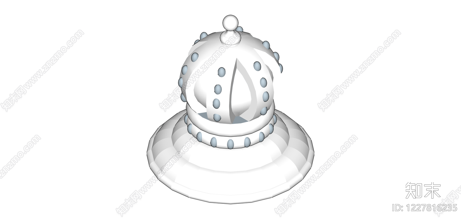 白色皇冠装饰雕塑SU模型下载【ID:1227816235】