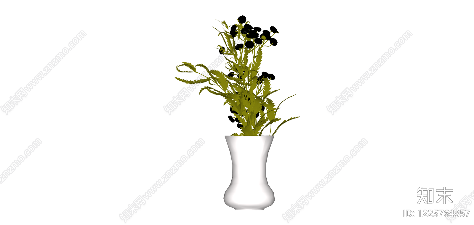 白模花瓶插花卉SU模型下载【ID:1225764357】
