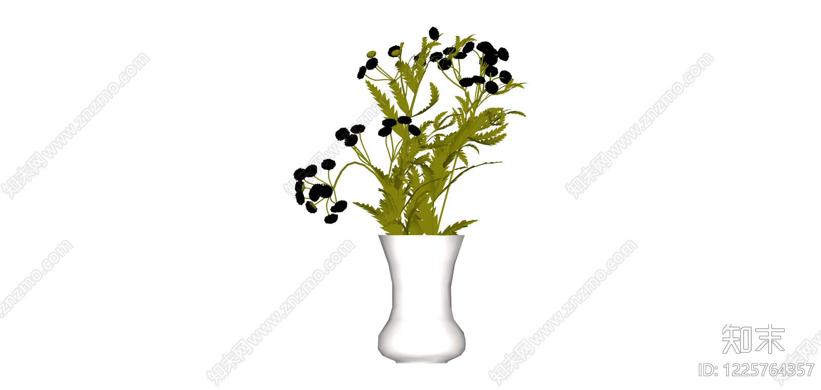 白模花瓶插花卉SU模型下载【ID:1225764357】