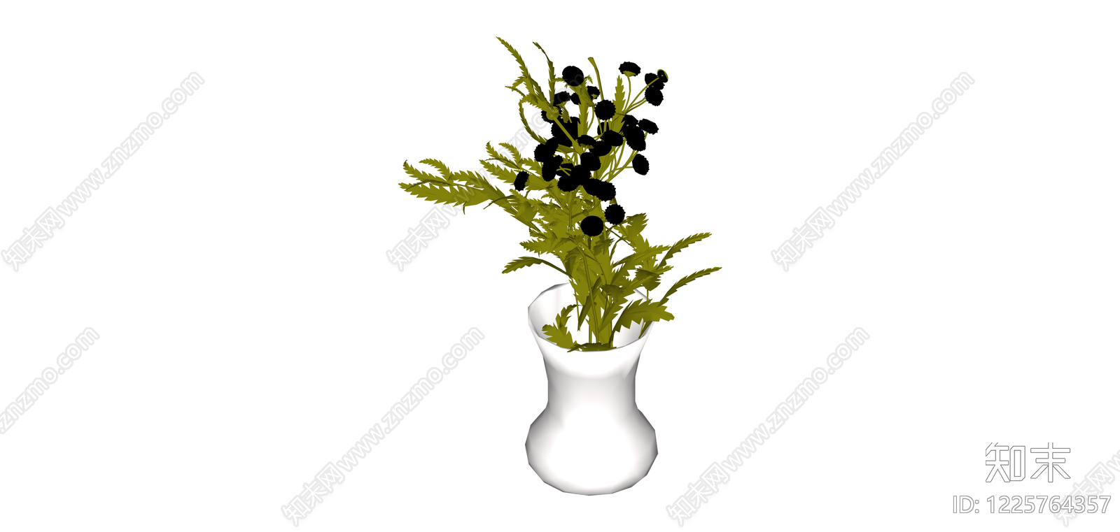 白模花瓶插花卉SU模型下载【ID:1225764357】