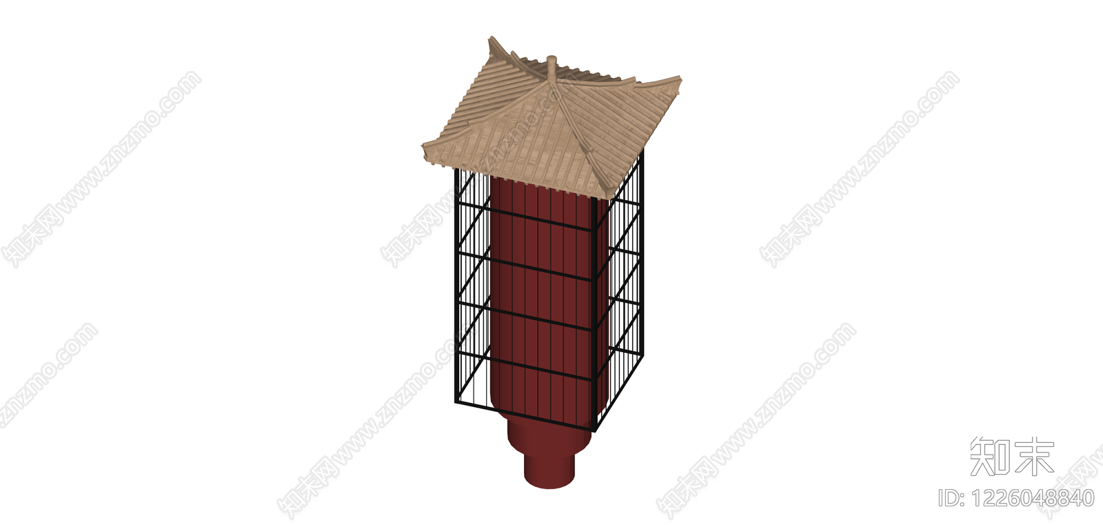 中式红柱景观灯SU模型下载【ID:1226048840】