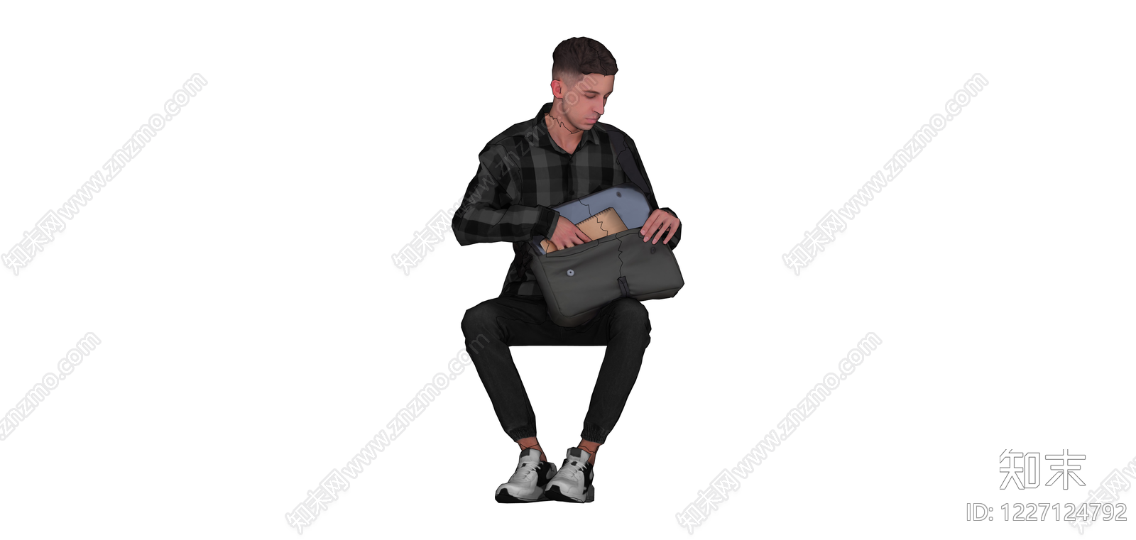 整理背包的男性人物SU模型下载【ID:1227124792】