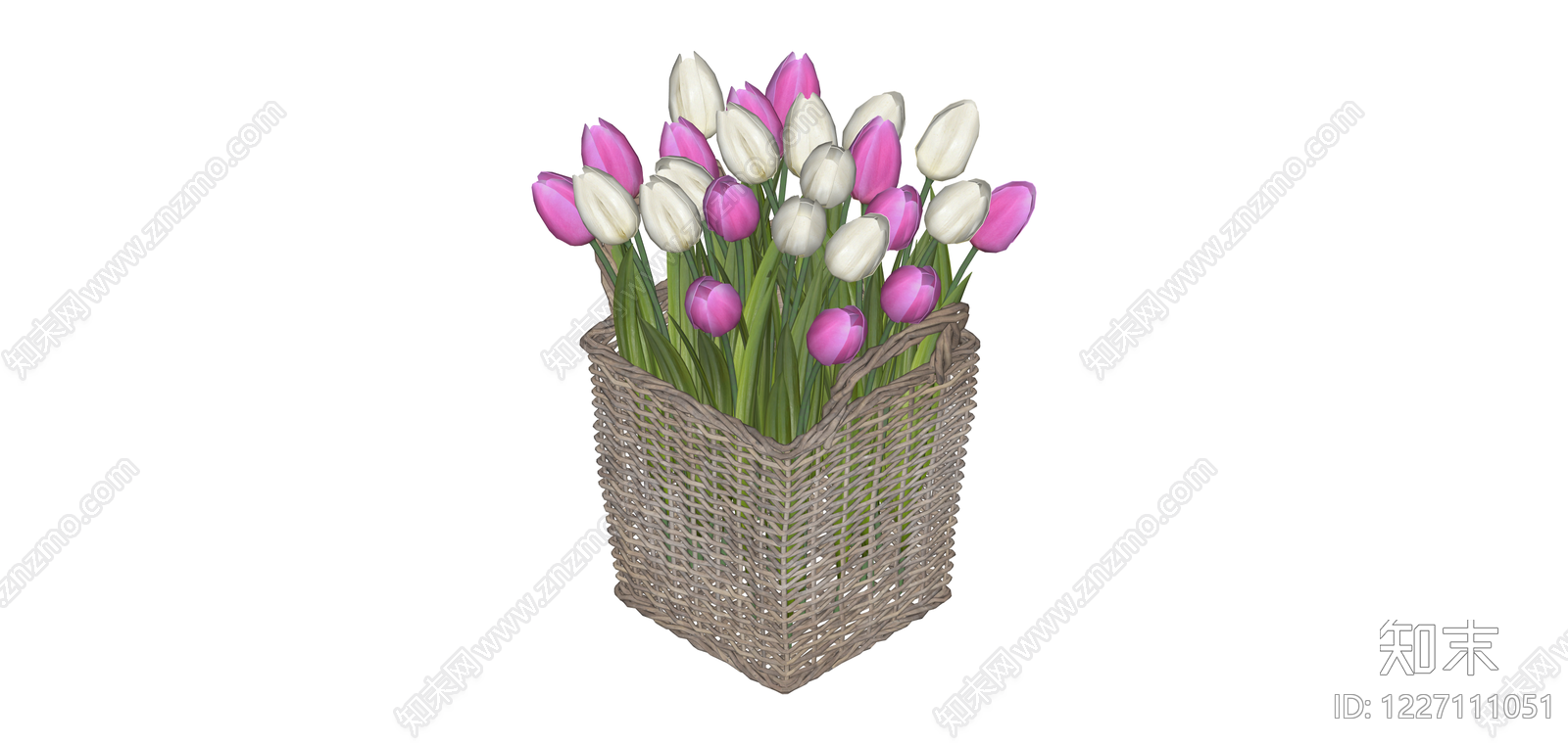 柳条花篮插郁金香SU模型下载【ID:1227111051】