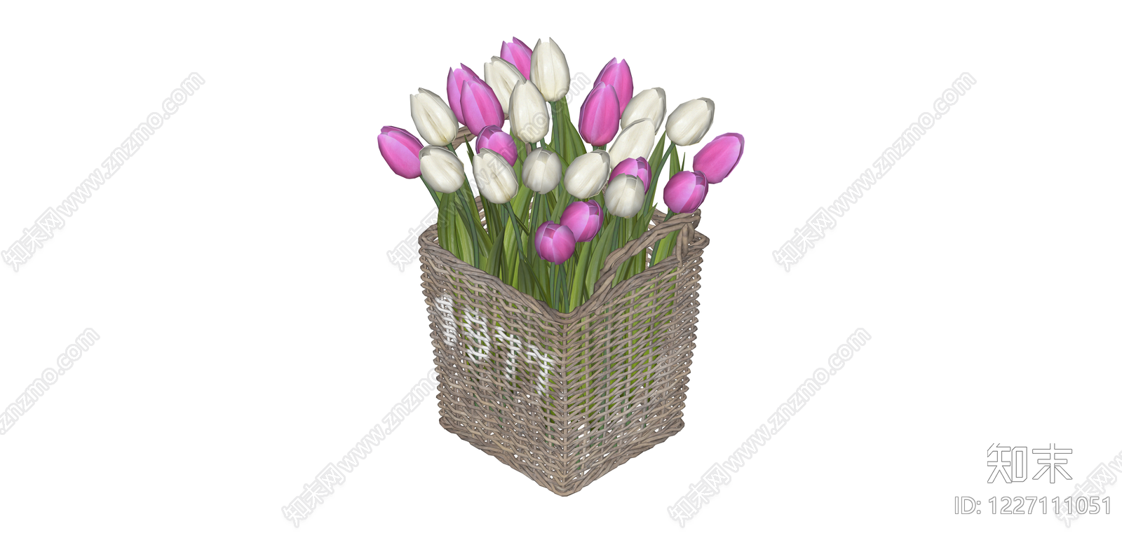 柳条花篮插郁金香SU模型下载【ID:1227111051】