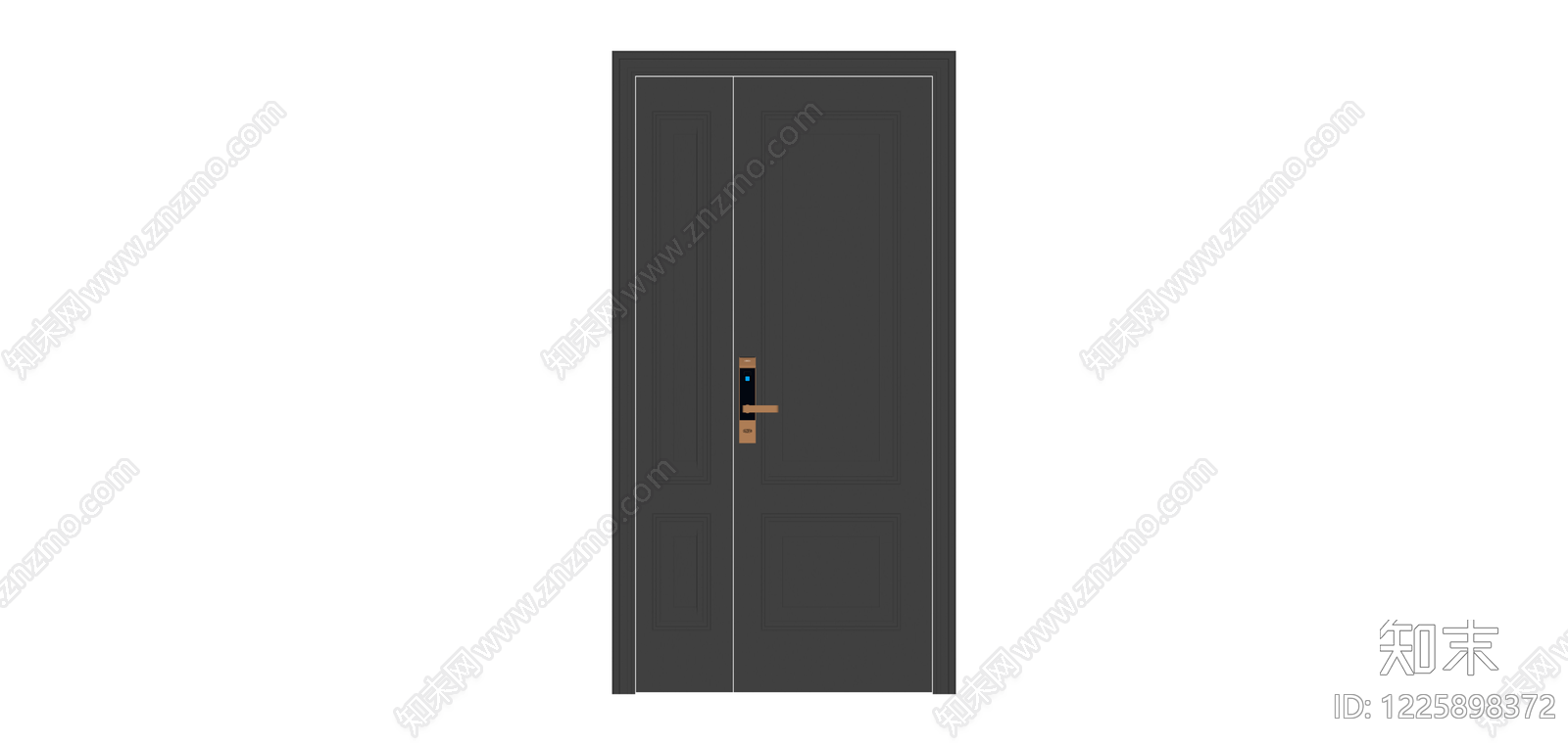 深灰色四格入户门SU模型下载【ID:1225898372】