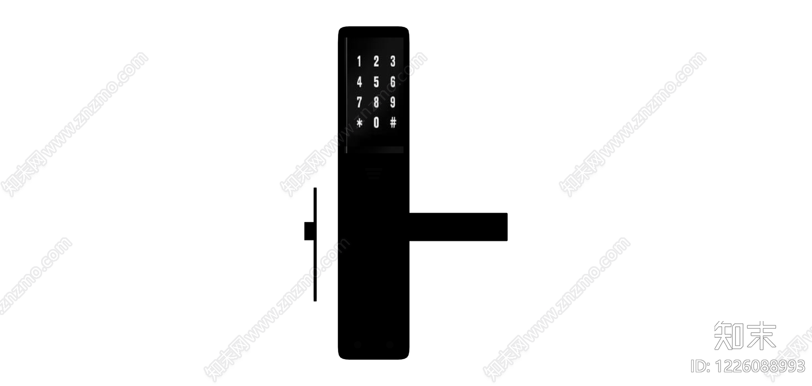 黑色数字密码门锁SU模型下载【ID:1226088993】