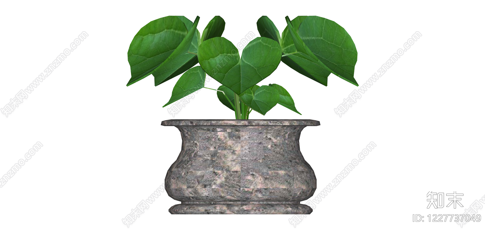 石纹花盆绿植组合SU模型下载【ID:1227737049】