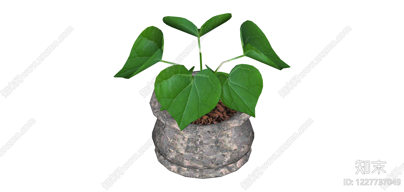 石纹花盆绿植组合SU模型下载【ID:1227737049】