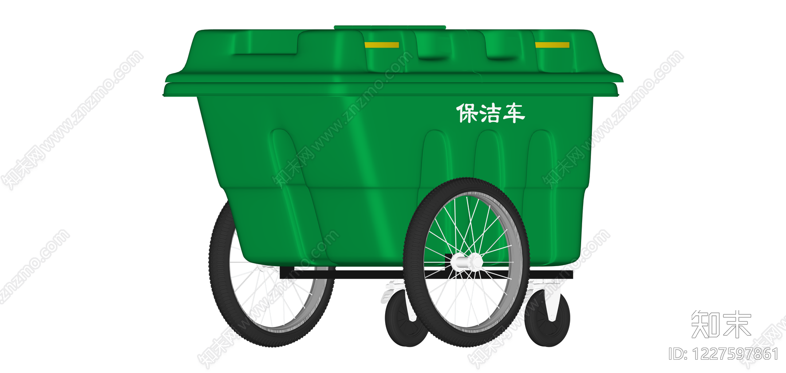 绿色保洁垃圾车SU模型下载【ID:1227597861】