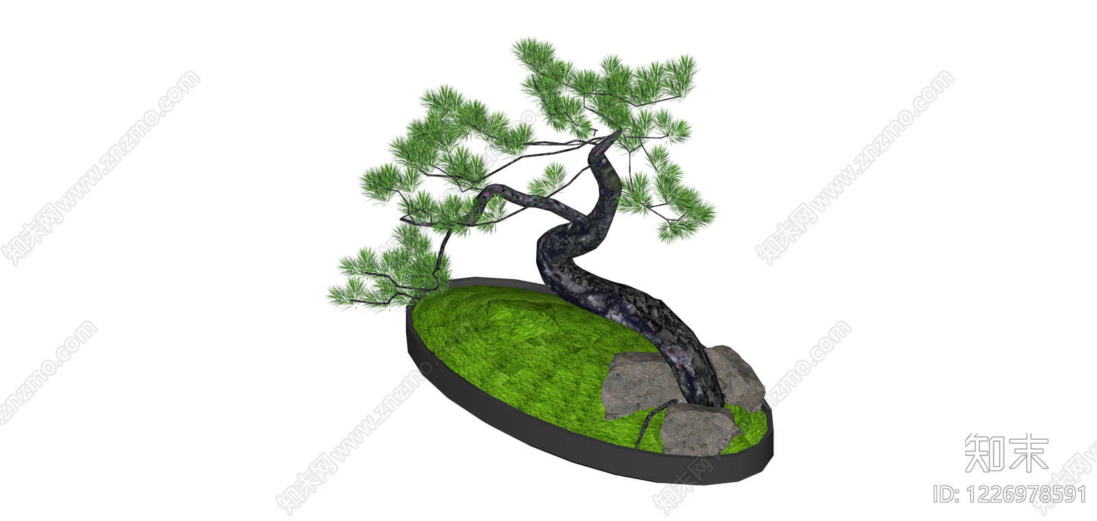 黑盆松树盆景模型SU模型下载【ID:1226978591】
