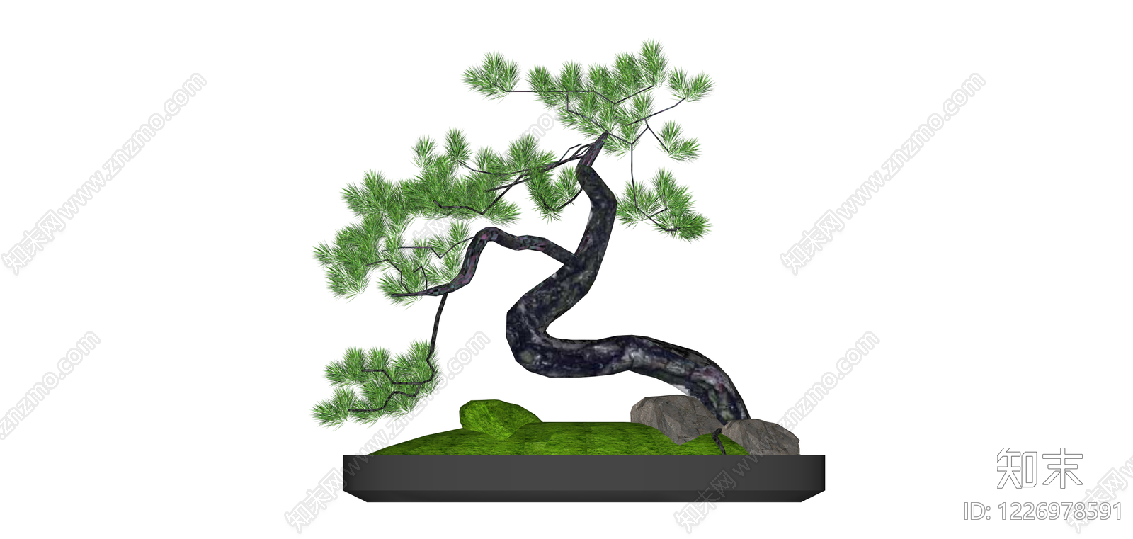 黑盆松树盆景模型SU模型下载【ID:1226978591】