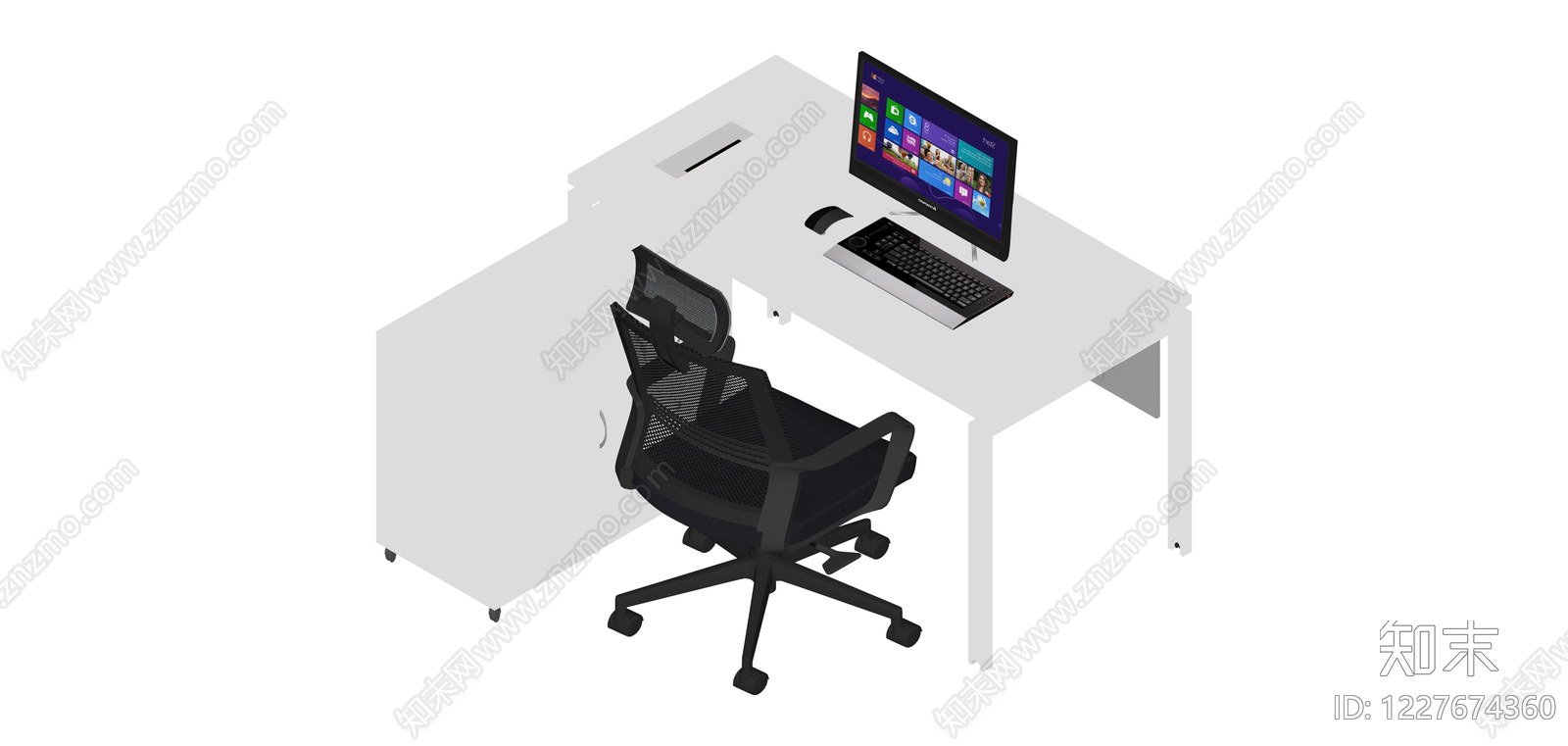 办公桌椅组合SU模型下载【ID:1227674360】