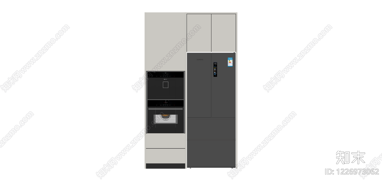 嵌入式厨房电器组合柜SU模型下载【ID:1226973062】