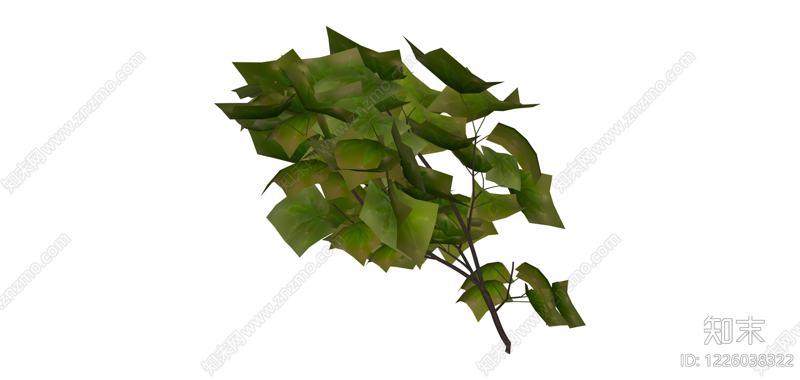 绿色阔叶植物模型SU模型下载【ID:1226038322】
