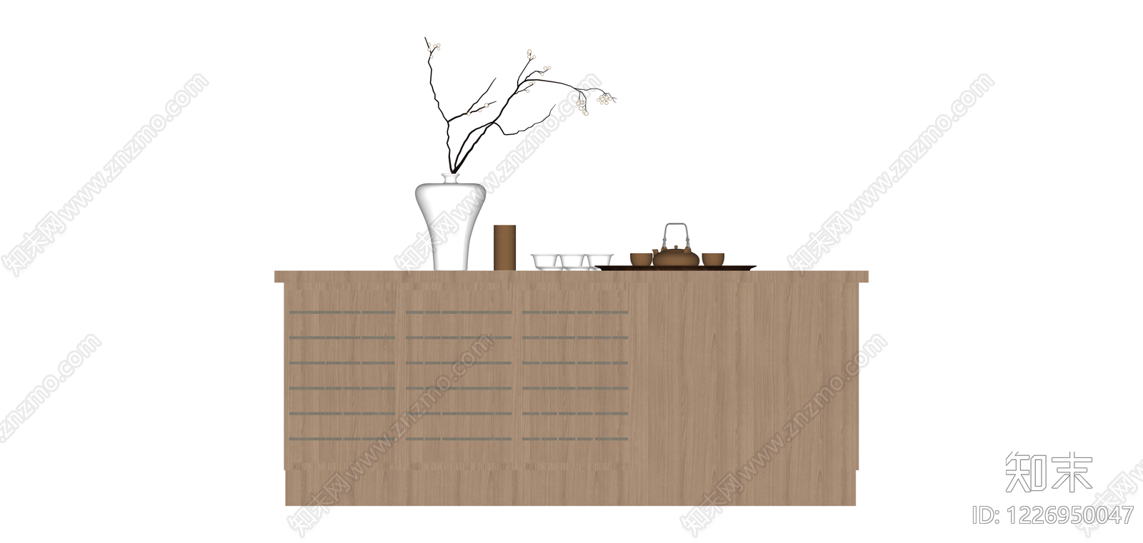 带茶具花瓶的茶水柜SU模型下载【ID:1226950047】