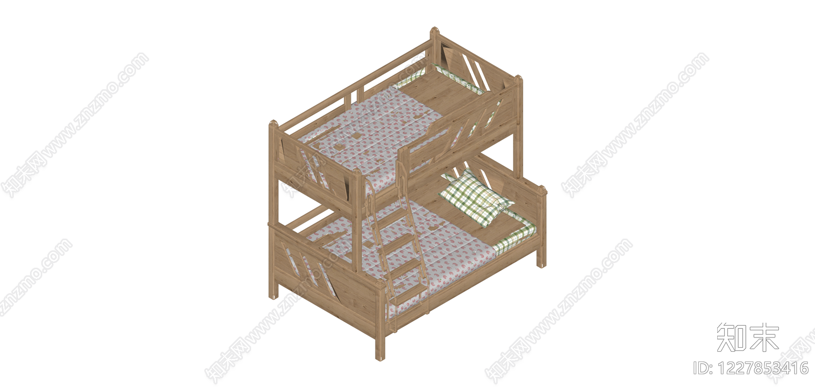 实木双层儿童床SU模型下载【ID:1227853416】