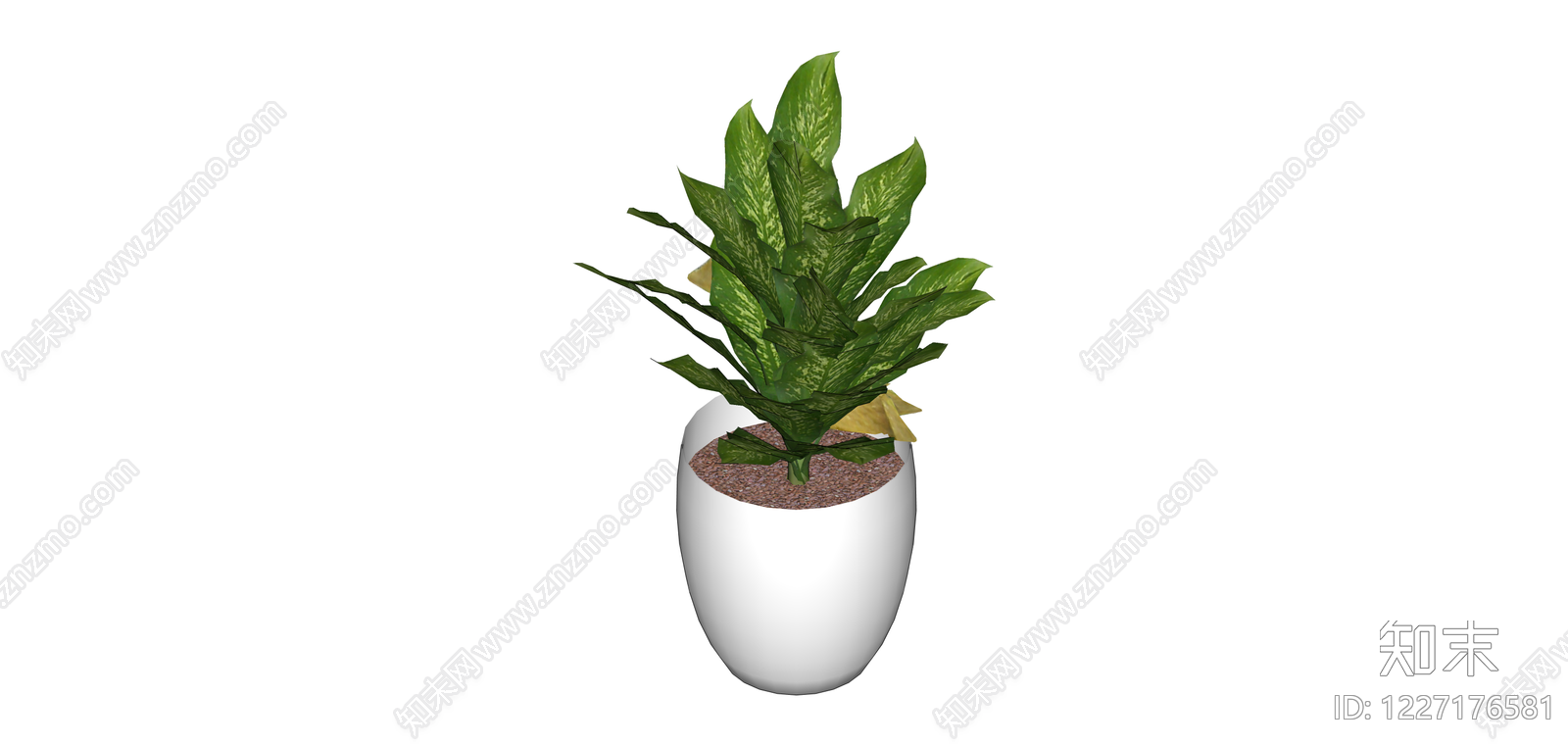 白盆绿植盆栽SU模型下载【ID:1227176581】