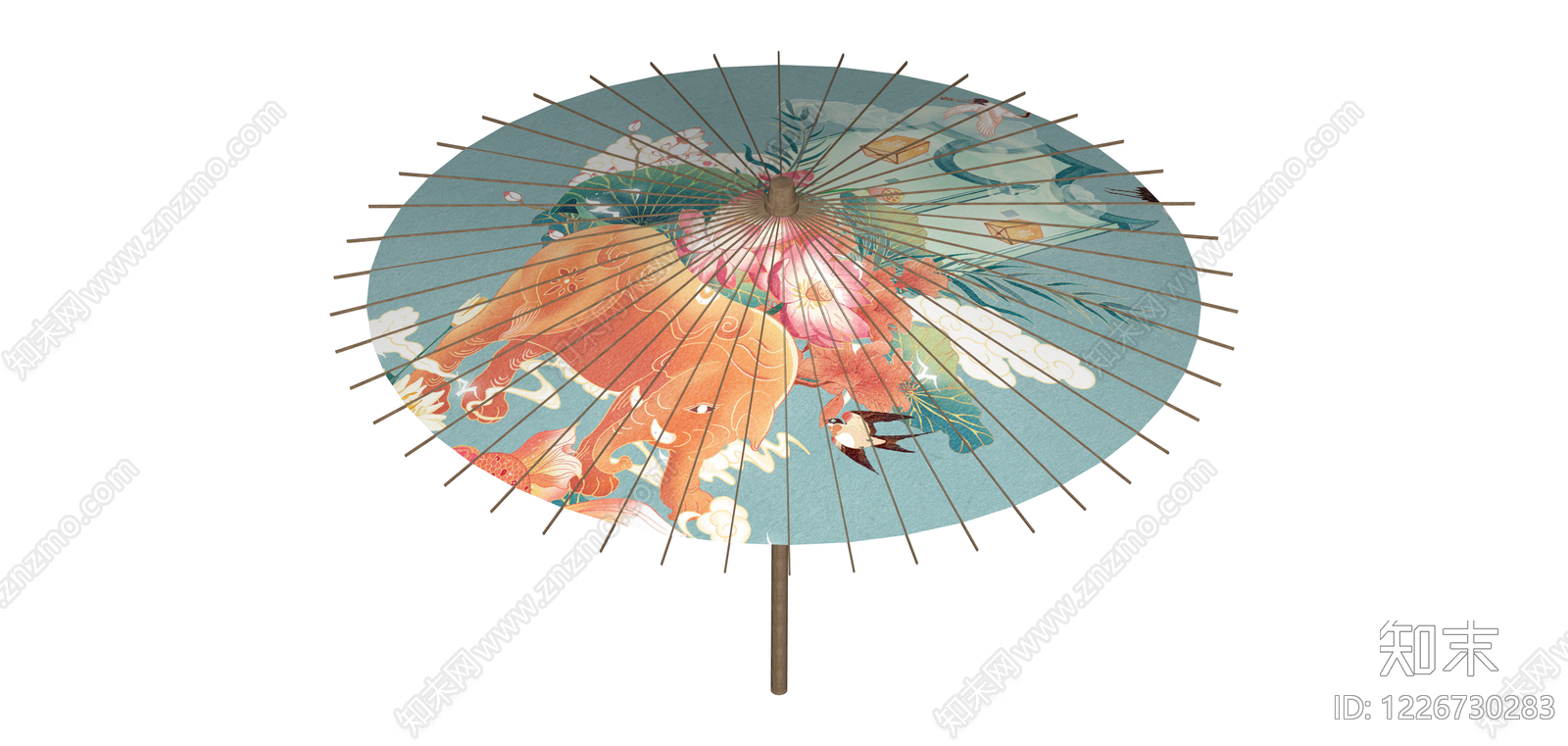 日式绘柄纸伞SU模型下载【ID:1226730283】
