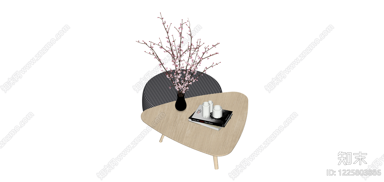 异形茶几与软凳组合SU模型下载【ID:1225803886】