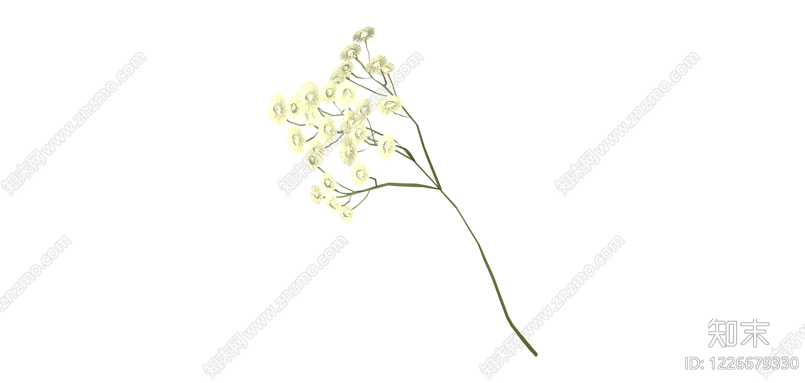 白色满天星花艺组件SU模型下载【ID:1226679330】