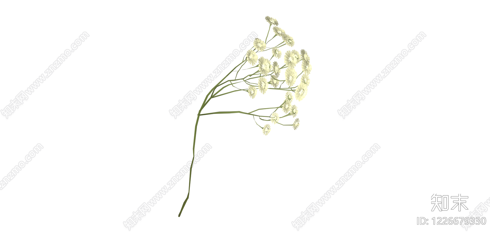 白色满天星花艺组件SU模型下载【ID:1226679330】